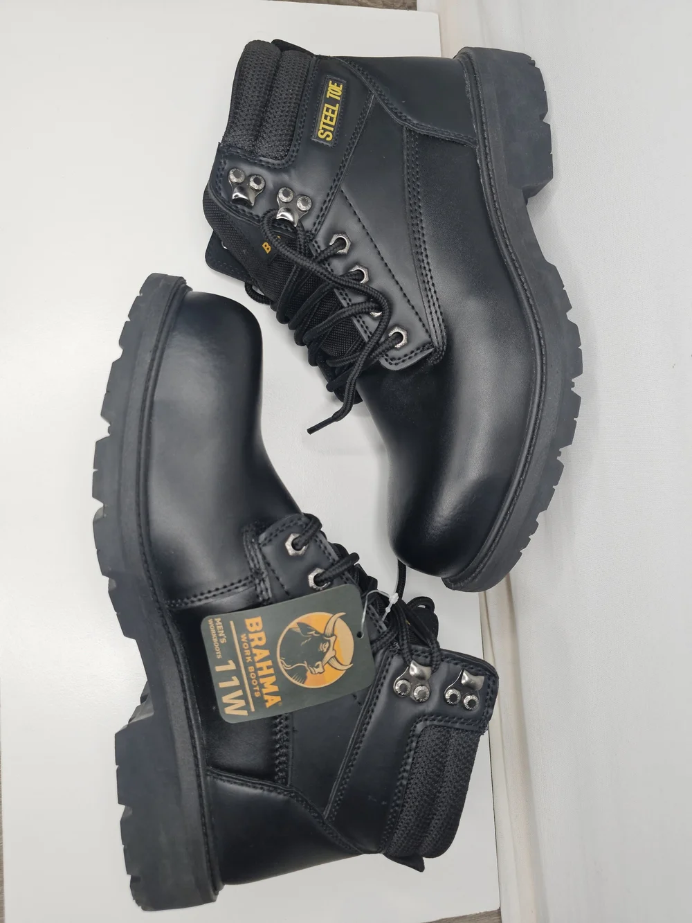 NWT Brahma Gus Steel Toe Black Leather Work Boots Men’s 11W